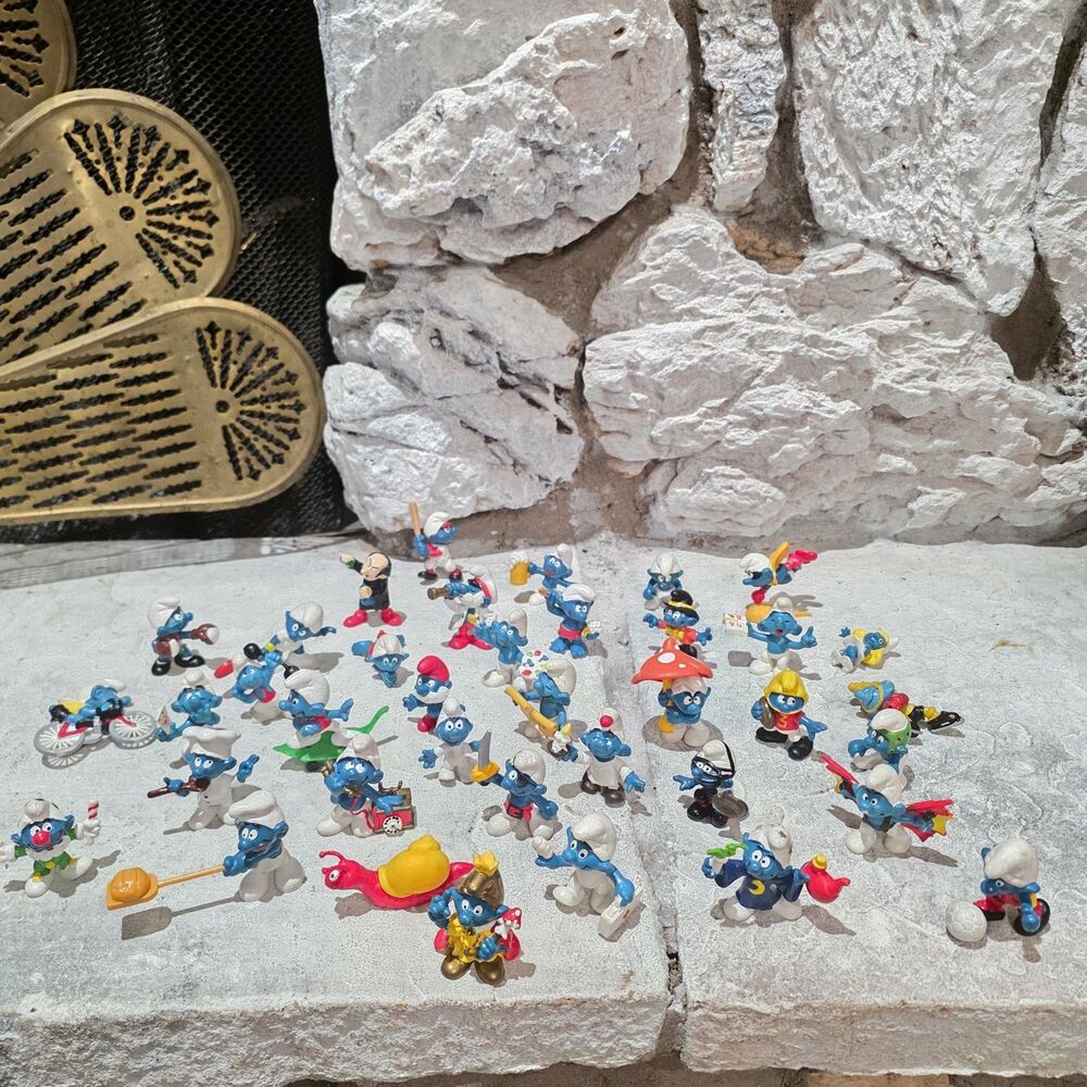 Vintage Smurf Figures Lot of 38 1970s-1980s Peyo Schleich Figurines Snail